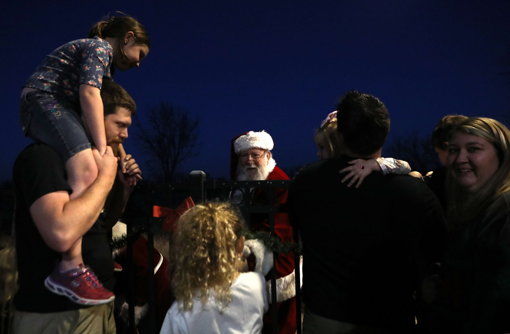 Santa greets children